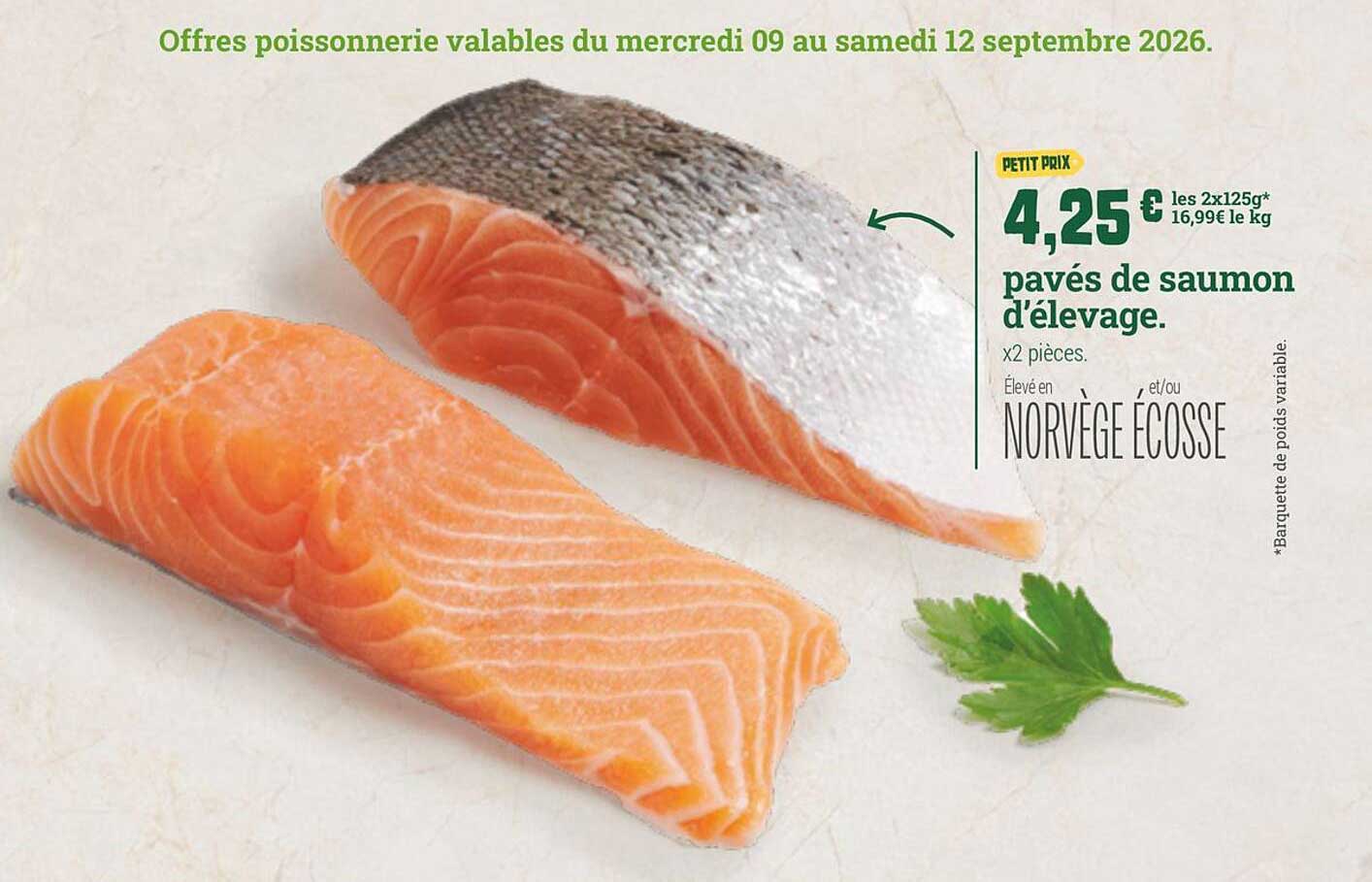 pavés de saumon d’élevage.