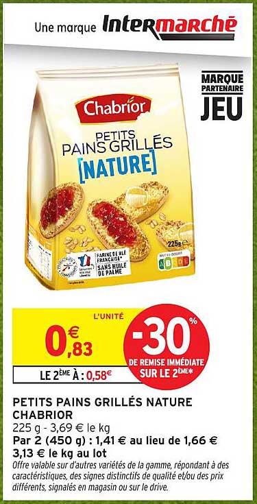 PETITS PAINS GRILLÉS NATURE CHABRIOR