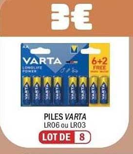 PILES VARTA LR06 ou LR03 LOT DE 8