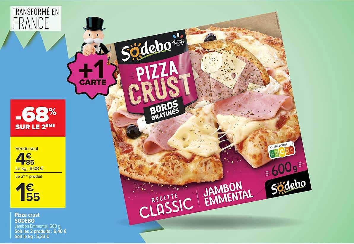 Pizza crust SODEBO Jambon Emmental 600 g