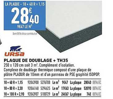 PLAQUE DE DOUBLAGE + TH35