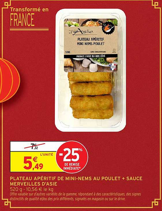 PLATEAU APÉRITIF DE MINI-NEMS AU POULET + SAUCE MERVEILLES D’ASIE