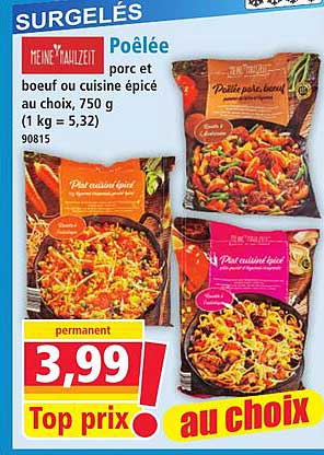 Poêlée boeuf ou cuisine épicé au choix, 750 g (1 kg = 5,32)