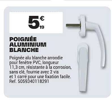 POIGNÉE ALUMINIUM BLANCHE