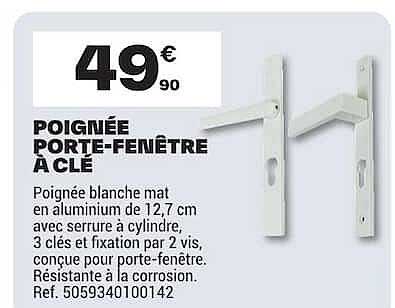 POIGNÉE PORTE-FENÊTRE À CLÉ