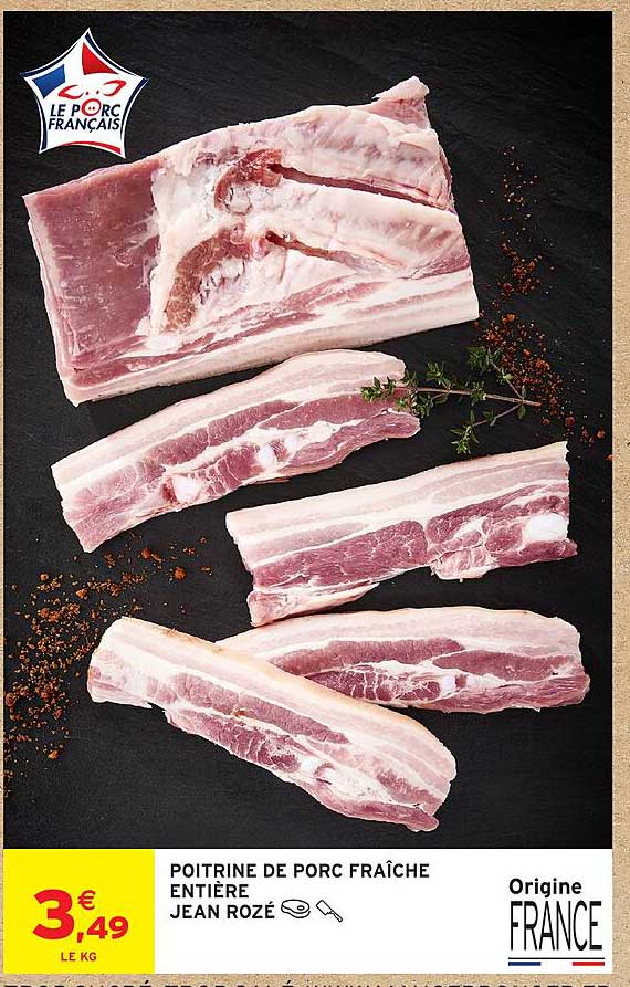 POITRINE DE PORC FRAÎCHE ENTIÈRE JEAN ROZÉ