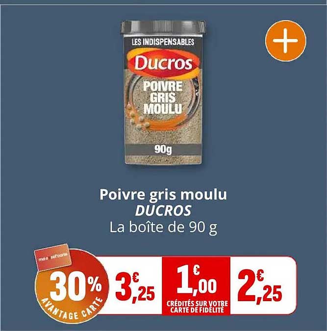Poivre gris moulu DUCROS La boîte de 90 g
