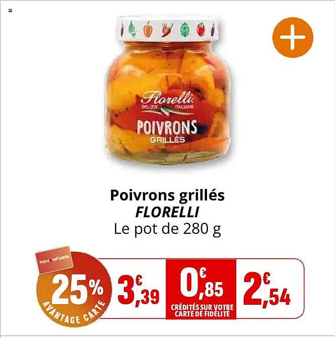 Poivrons grillés FLORELLI Le pot de 280 g