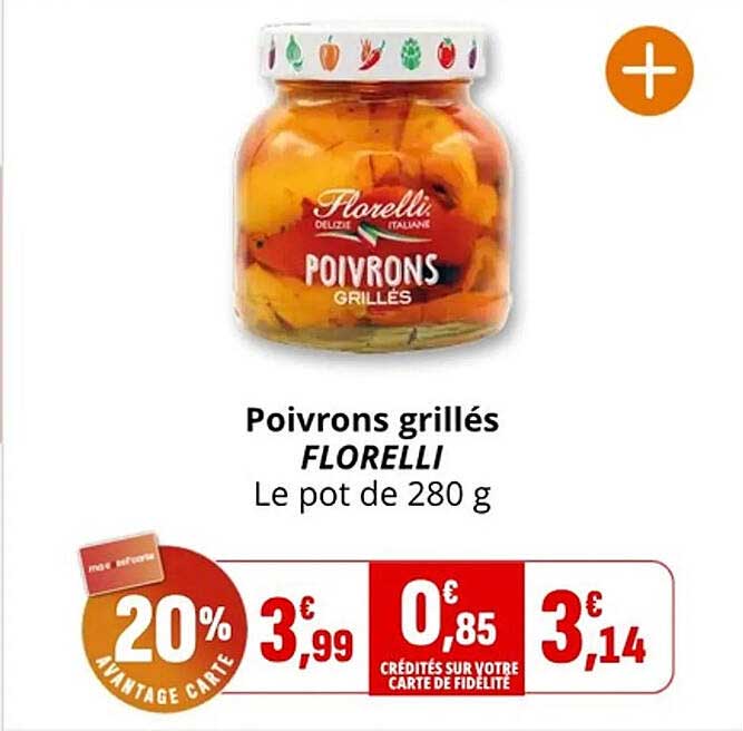 Poivrons grillés FLORELLI Le pot de 280 g