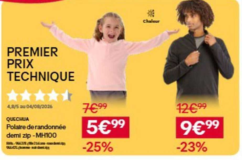 Polaire de randonnée demi zip - MH100