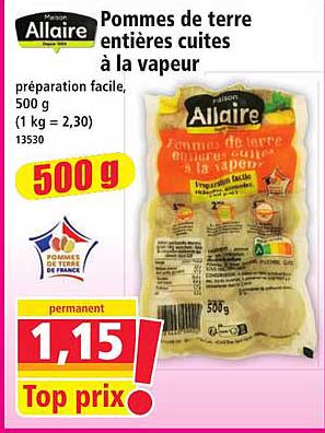 Pommes de terre entières cuites à la vapeur