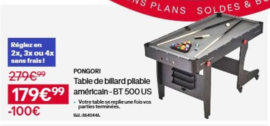 PONGORI Table de billard pliable américain - BT 500 US