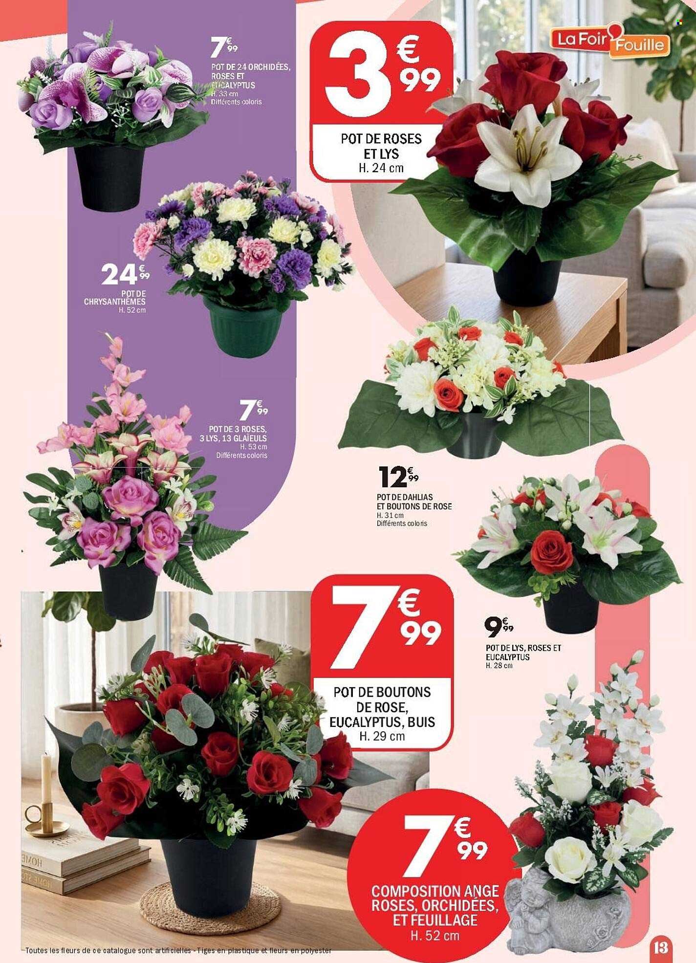 POT DE ROSES ET LYS H. 24 cm