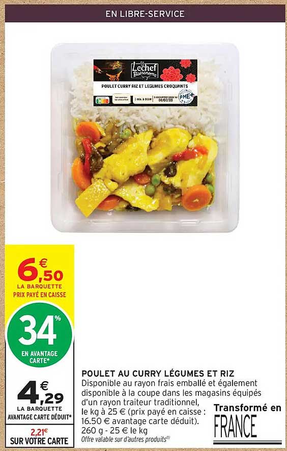 POULET AU CURRY LÉGUMES ET RIZ