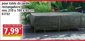 pour table de jardin rectangulaire env. 210 x 160 x 80 cm 61732