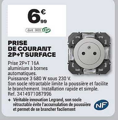 PRISE DE COURANT 2P+T SURFACE