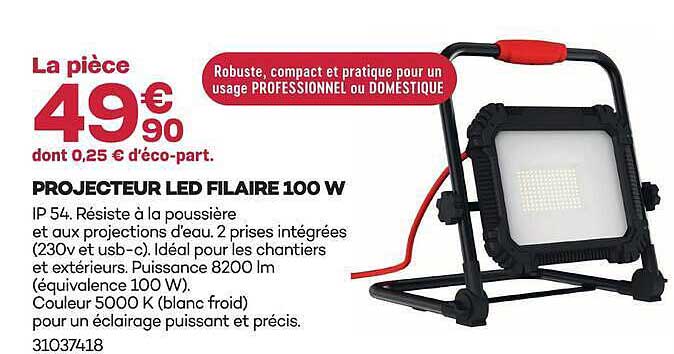PROJECTEUR LED FILAIRE 100 W