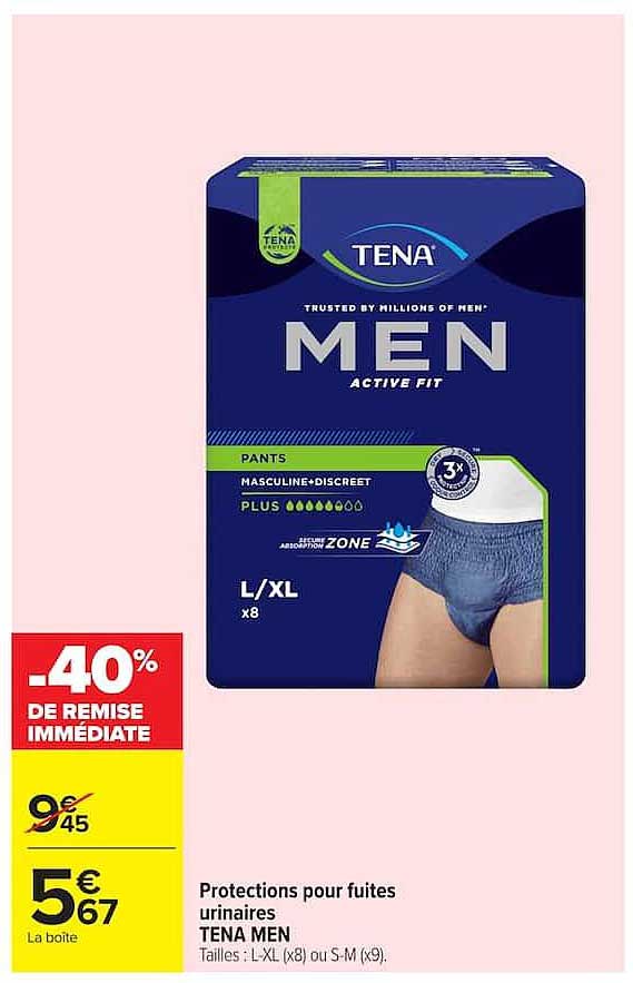Protections pour fuites urinaires TENA MEN