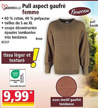 Pull aspect gaufré femme