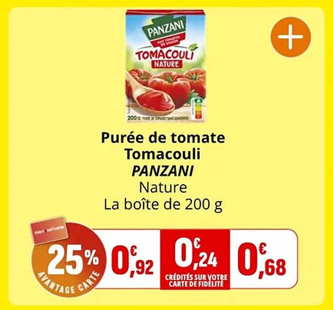 Purée de tomate Tomacouli PANZANI Nature La boîte de 200 g