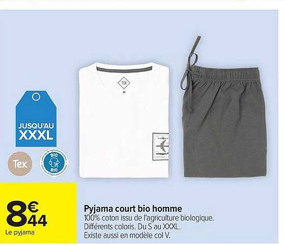 Pyjama court bio homme