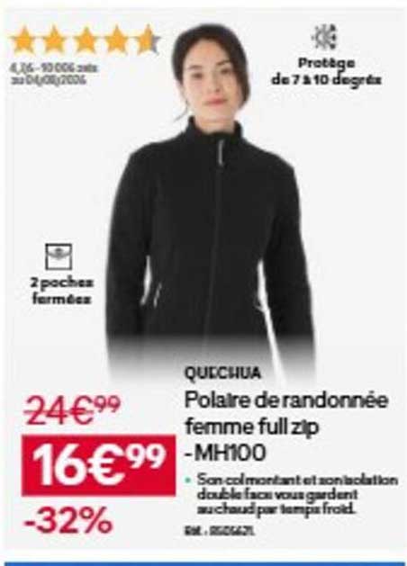 QUECHUA Polaire de randonnée femme full zip - MH100