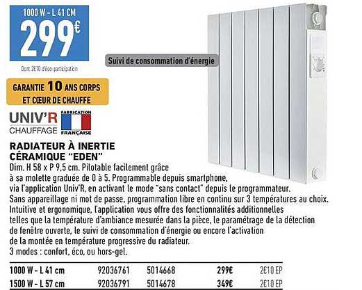 RADIATEUR A INERTIE CERAMIQUE “EDEN”