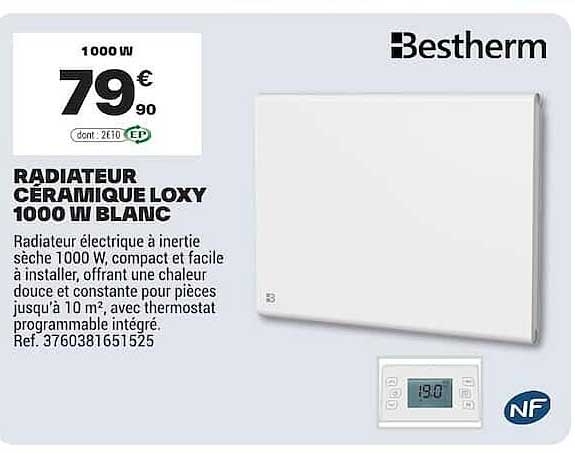 RADIATEUR CÉRAMIQUE LOXY 1000 W BLANC