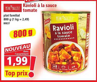 Ravioli à la sauce tomate