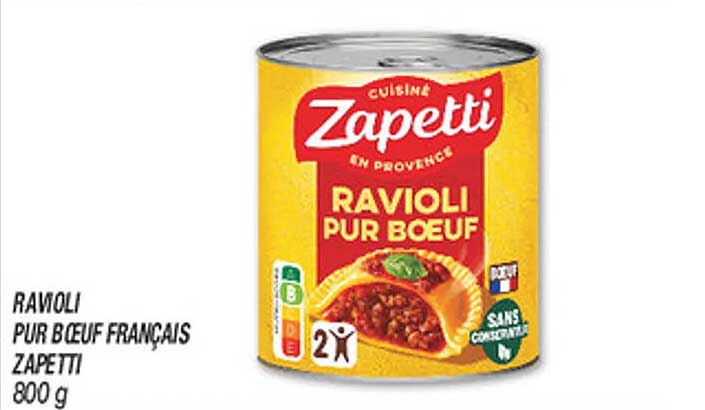 RAVIOLI PUR BŒUF FRANÇAIS ZAPETTI 800 g
