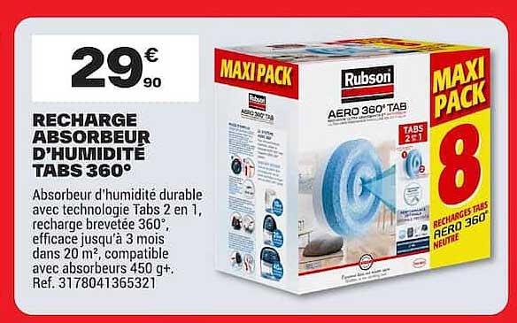 RECHARGE ABSORBEUR D'HUMIDITE TABS 360°