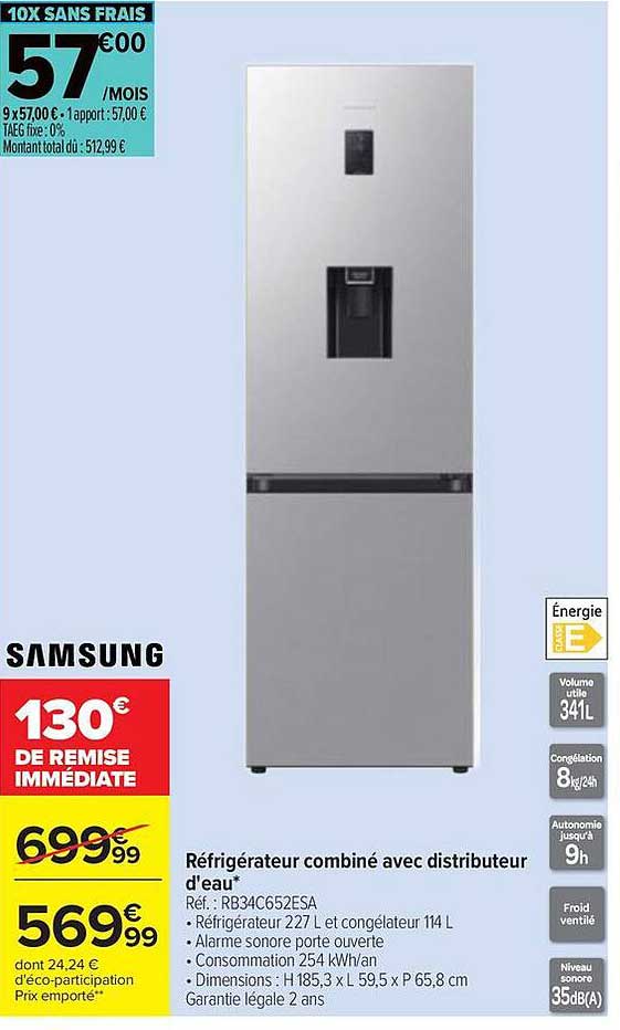Réfrigérateur combiné avec distributeur d'eau