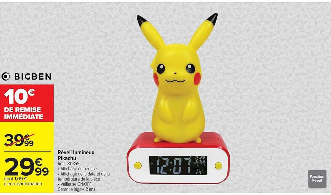 Réveil lumineux Pikachu