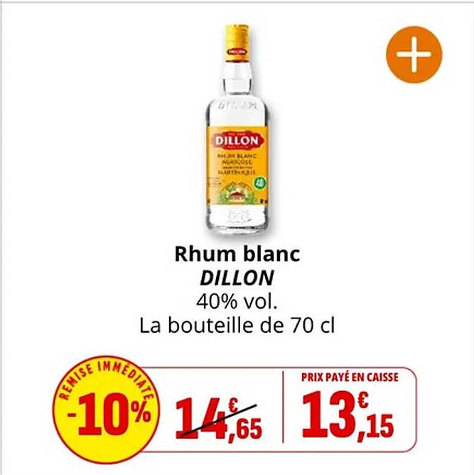 Rhum blanc DILLON 40% vol. La bouteille de 70 cl