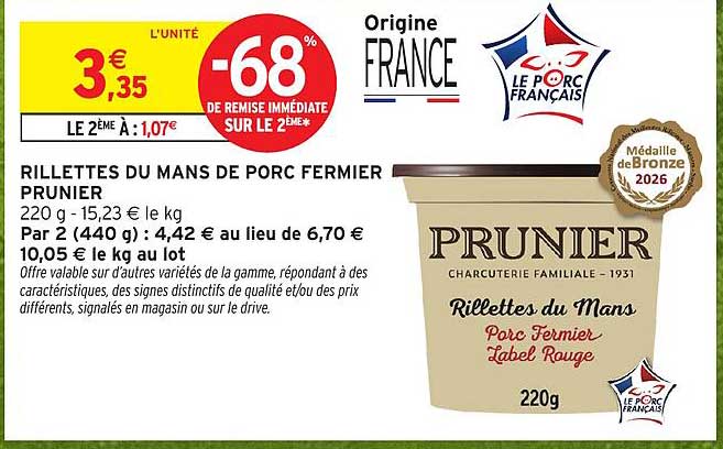 RILLETTES DU MANS DE PORC FERMIER PRUNIER
