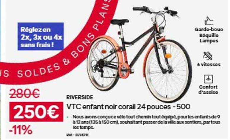 RIVERSIDE VTC enfant noir corail 24 pouces - 500