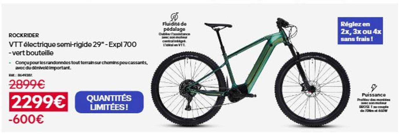 ROCKRIDER VTT électrique semi-rigide 29" - Expl 700 - vert bouteille