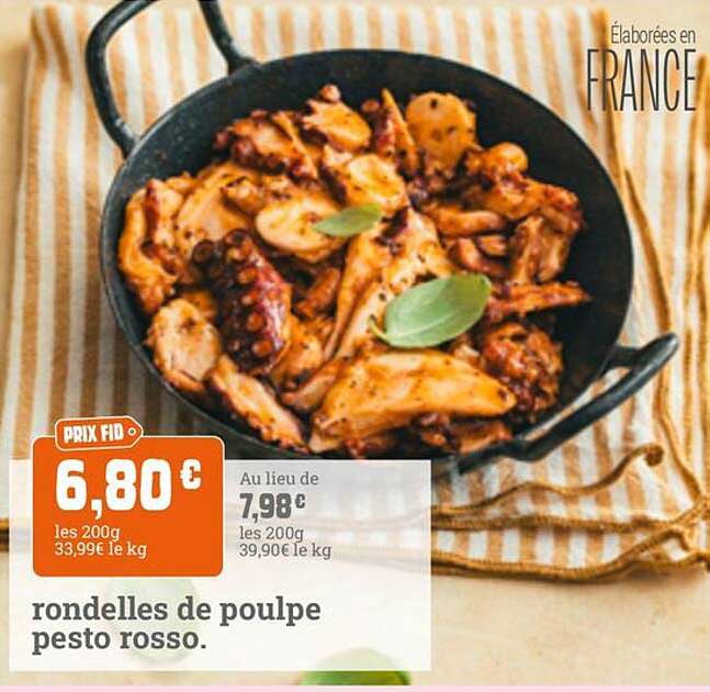 rondelles de poulpe pesto rosso.