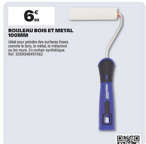 ROULEAU BOIS ET METAL 100MM