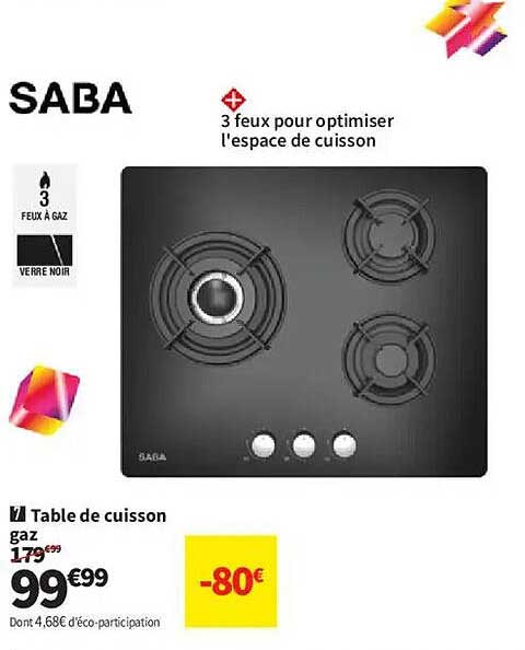 SABA 3 feux pour optimiser l'espace de cuisson