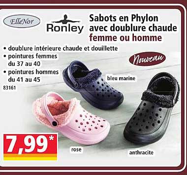 Sabots en Phylon avec doublure chaude femme ou homme