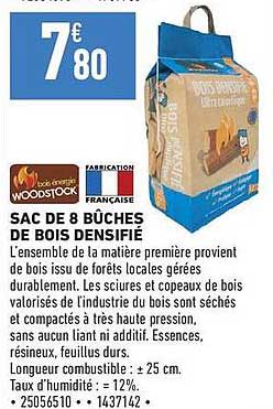 SAC DE 8 BÛCHES DE BOIS DENSIFIÉ