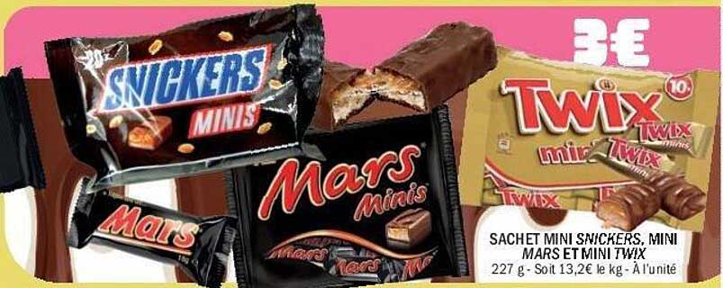 SACHET MINI SNICKERS, MINI MARS ET MINI TWIX
