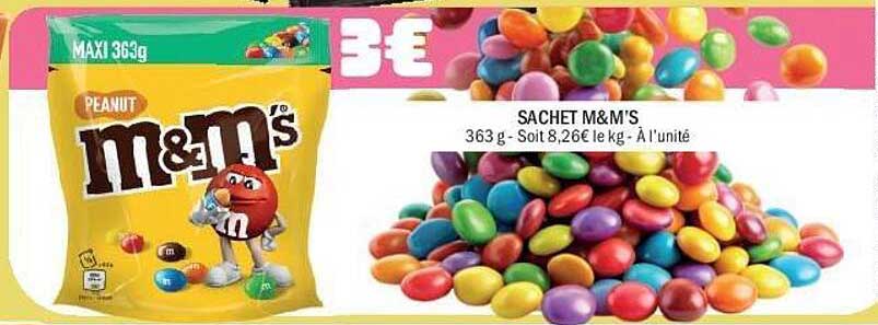 SACHET M&M'S 363 g - Soit 8,26€ le kg - À l'unité