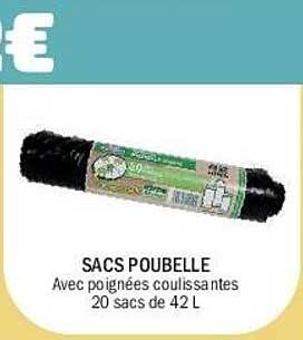 SACS POUBELLE Avec poignées coulissantes 20 sacs de 42 L