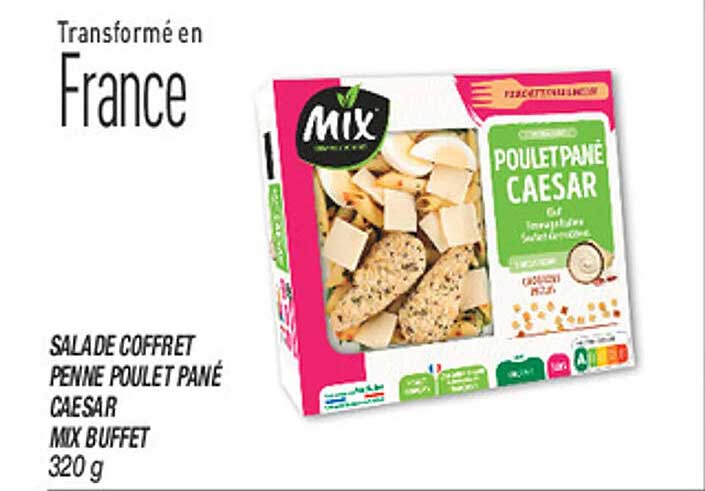 SALADE COFFRET PENNE POULET PANÉ CAESAR MIX BUFFET 320 g