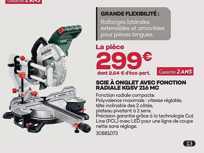 SCIE À ONGLETS AVEC FONCTION RADIALE KGSV 216 MC