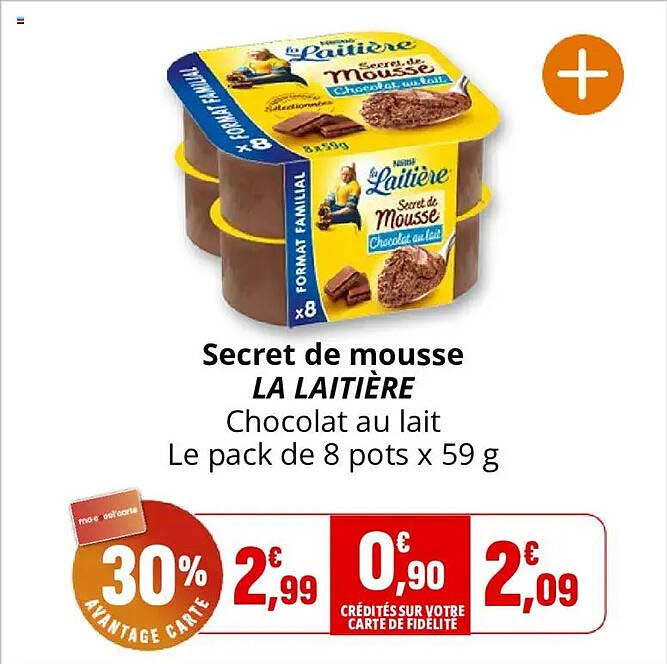 Secret de mousse LA LAITIERE Chocolat au lait Le pack de 8 pots x 59 g