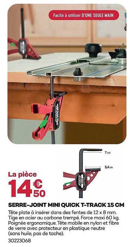 SERRE-JOINT MINI QUICK T-TRACK 15 CM