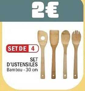 SET DE 4 SET D'USTENSILES Bambou - 30 cm